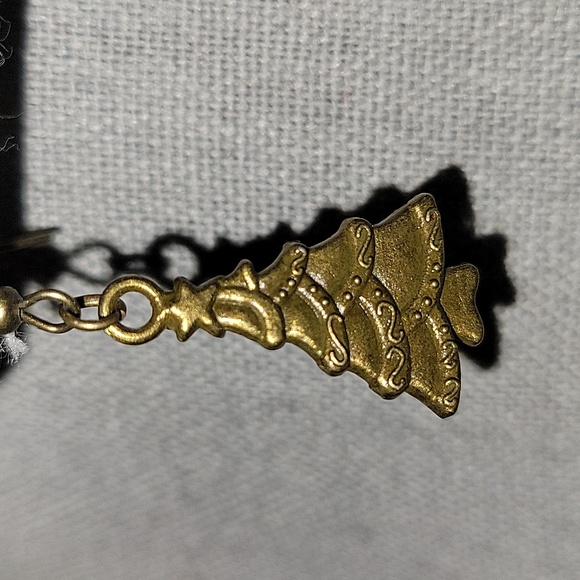 Bronze-tone Christmas Tree Earrings - Picture 2 of 3